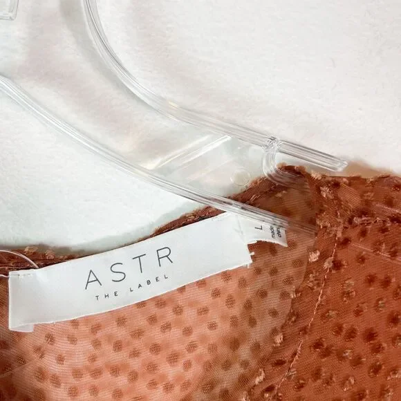 Astr The Label NWT Lucille Semi Sheer Textured Bodysuit Brown Ginger Size L - Picture 6 of 7